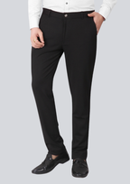 4-Way Stretch Black Formal Narrow Fit Trousers