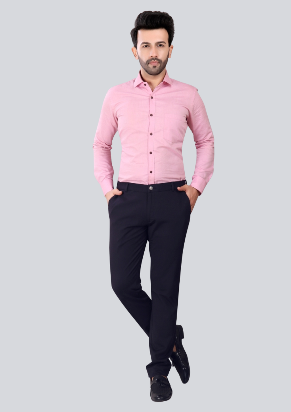 4-Way Stretch Navy Blue Formal Narrow Fit Trousers