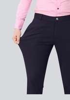 4-Way Stretch Navy Blue Formal Narrow Fit Trousers