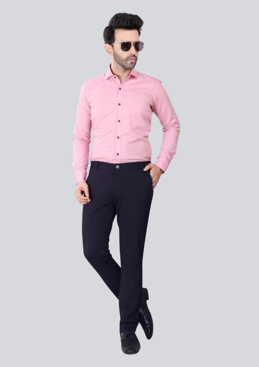 4-Way Stretch Navy Blue Formal Narrow Fit Trousers
