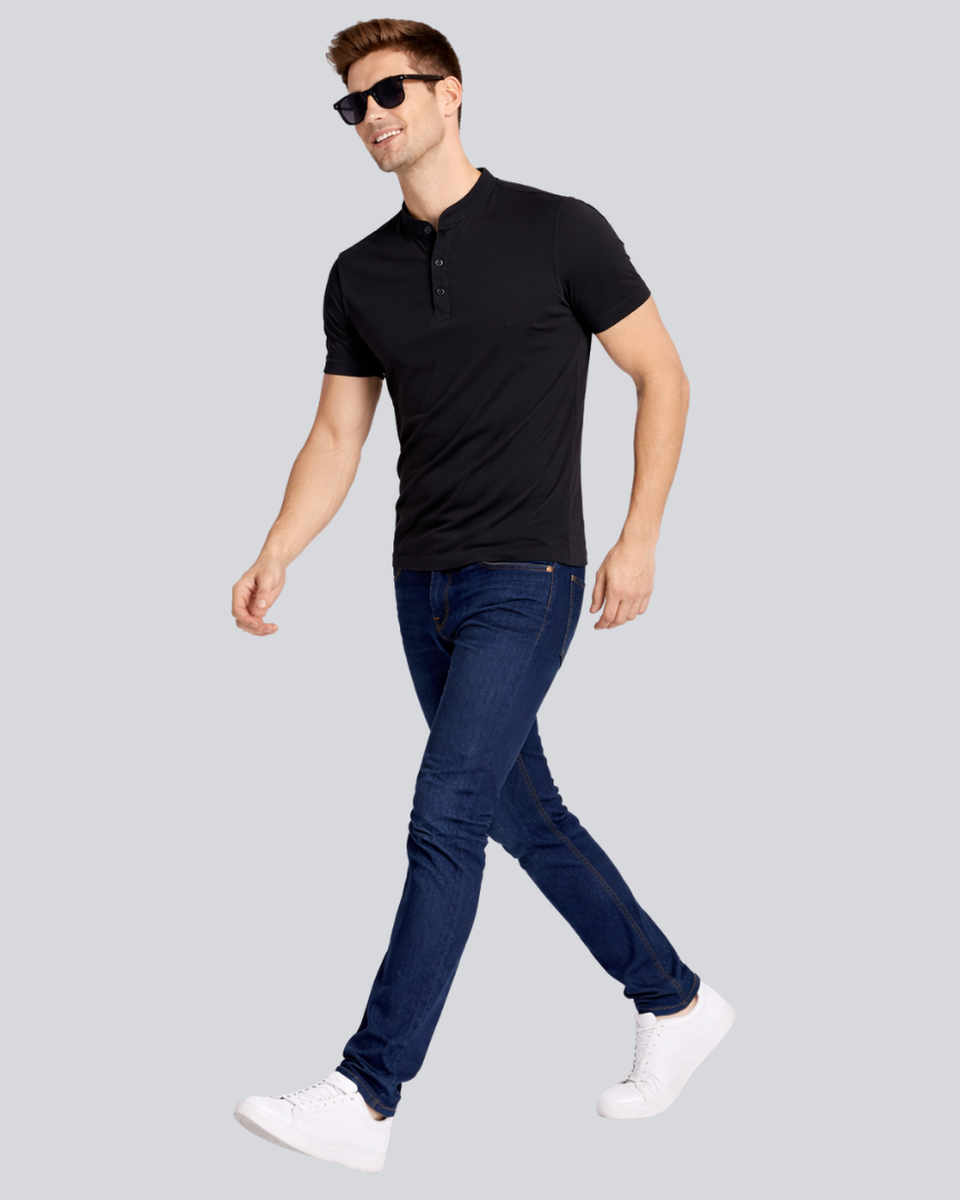 Plain Premium Black Henley T Shirt