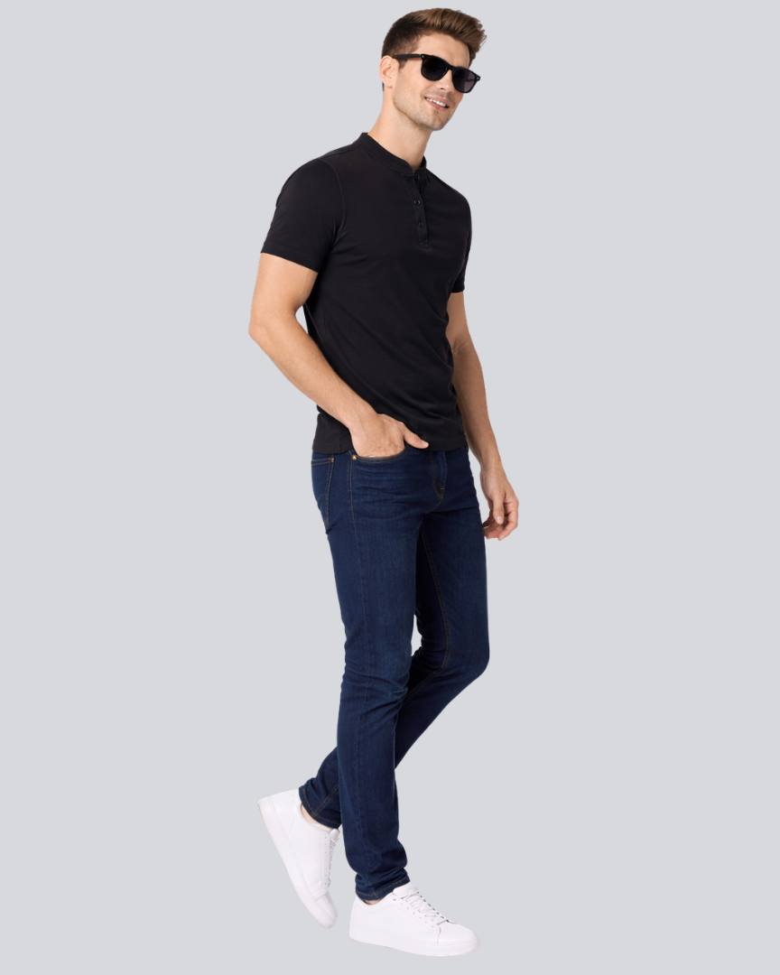 Plain Premium Black Henley T Shirt