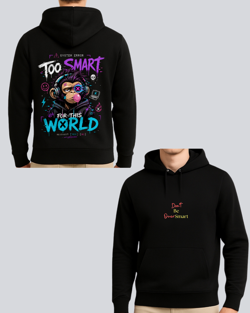 Printed Smart World Winter Black Hoodie