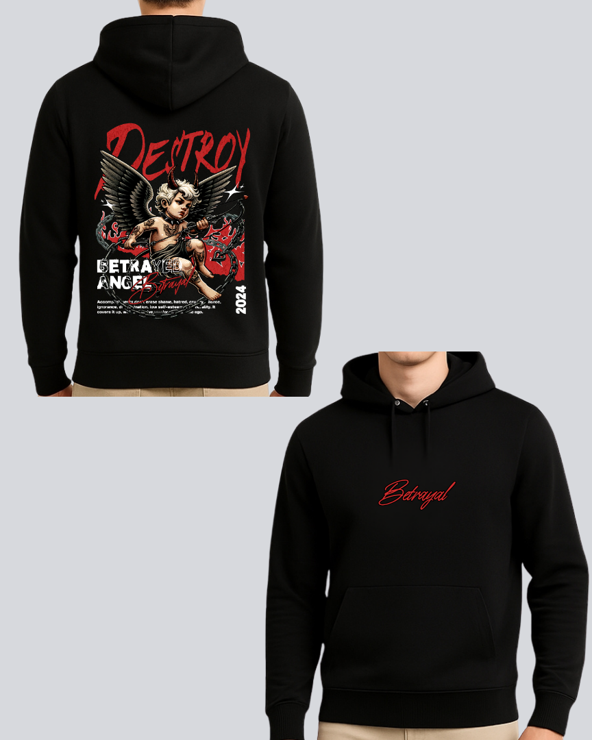 Printed Betrayal Winter Black Hoodie