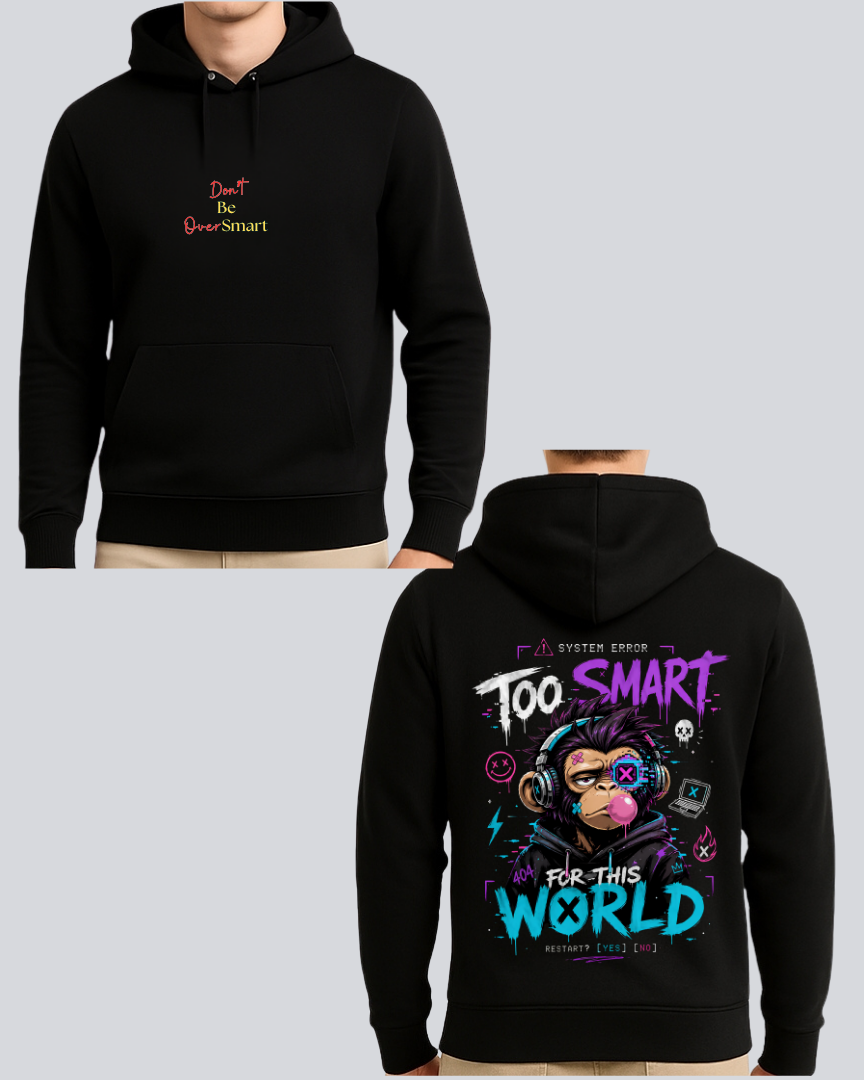 Printed Smart World Winter Black Hoodie