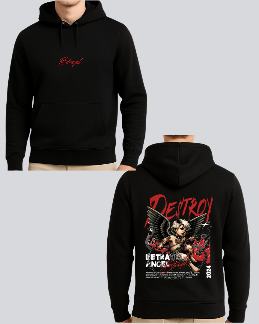 Printed Betrayal Winter Black Hoodie