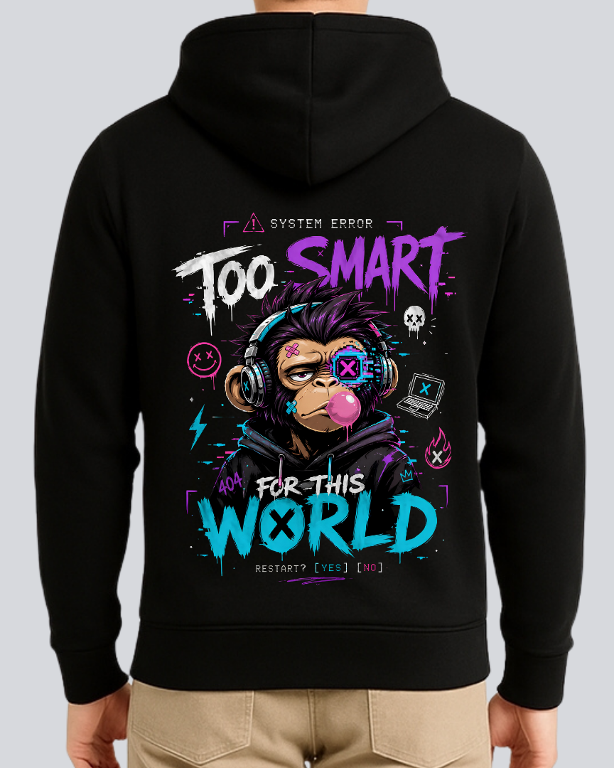 Printed Smart World Winter Black Hoodie