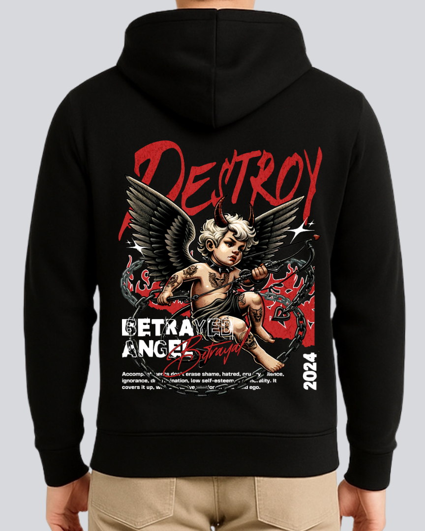 Printed Betrayal Winter Black Hoodie