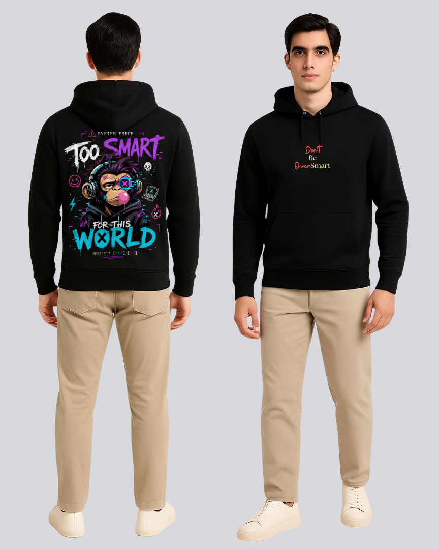 Printed Smart World Winter Black Hoodie