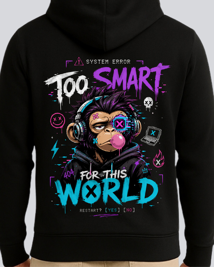 Printed Smart World Winter Black Hoodie