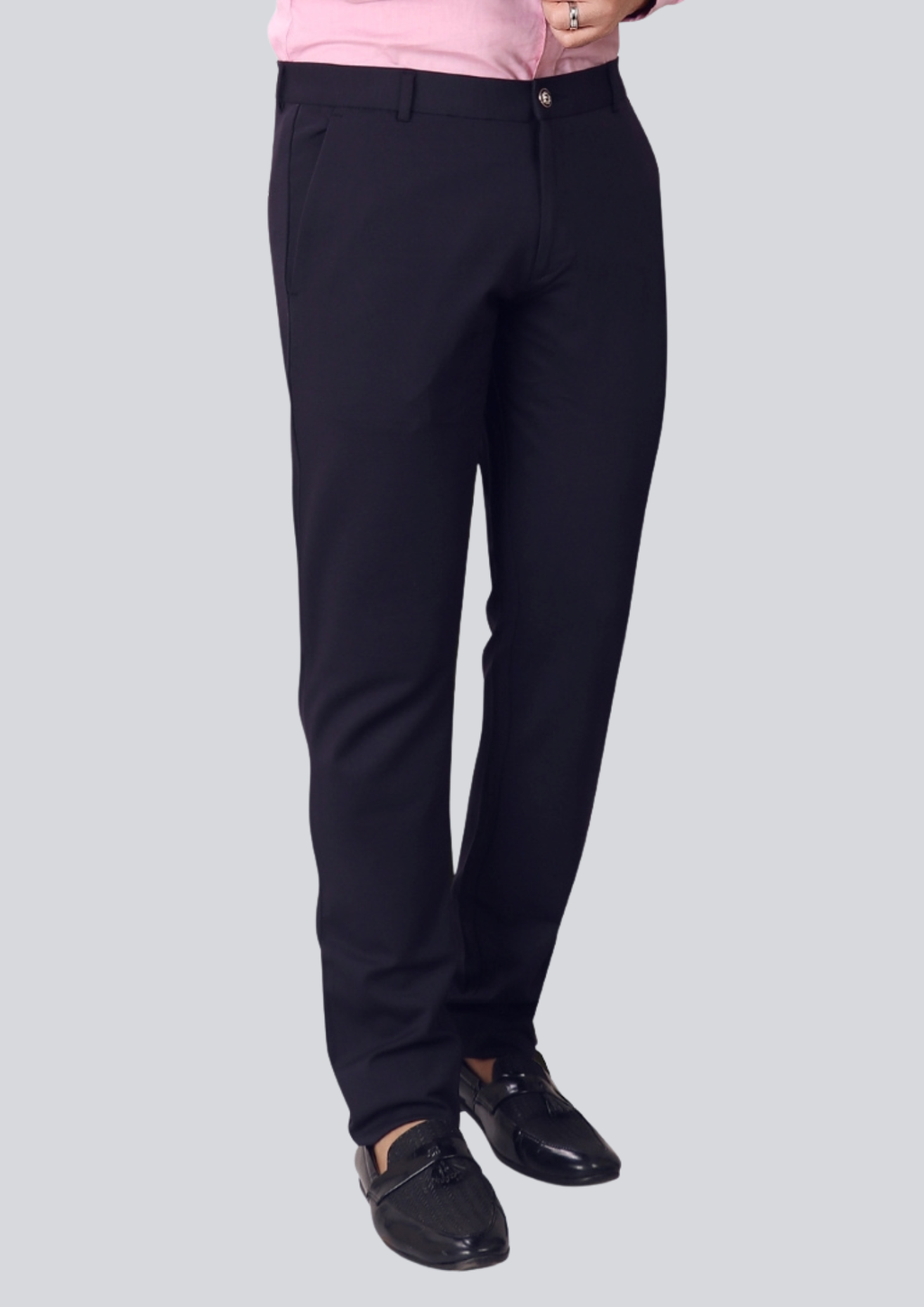 4-Way Stretch Navy Blue Formal Narrow Fit Trousers