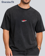 M.Printed Acidwash Bad Influence Black Oversize Streetwear T-Shirt