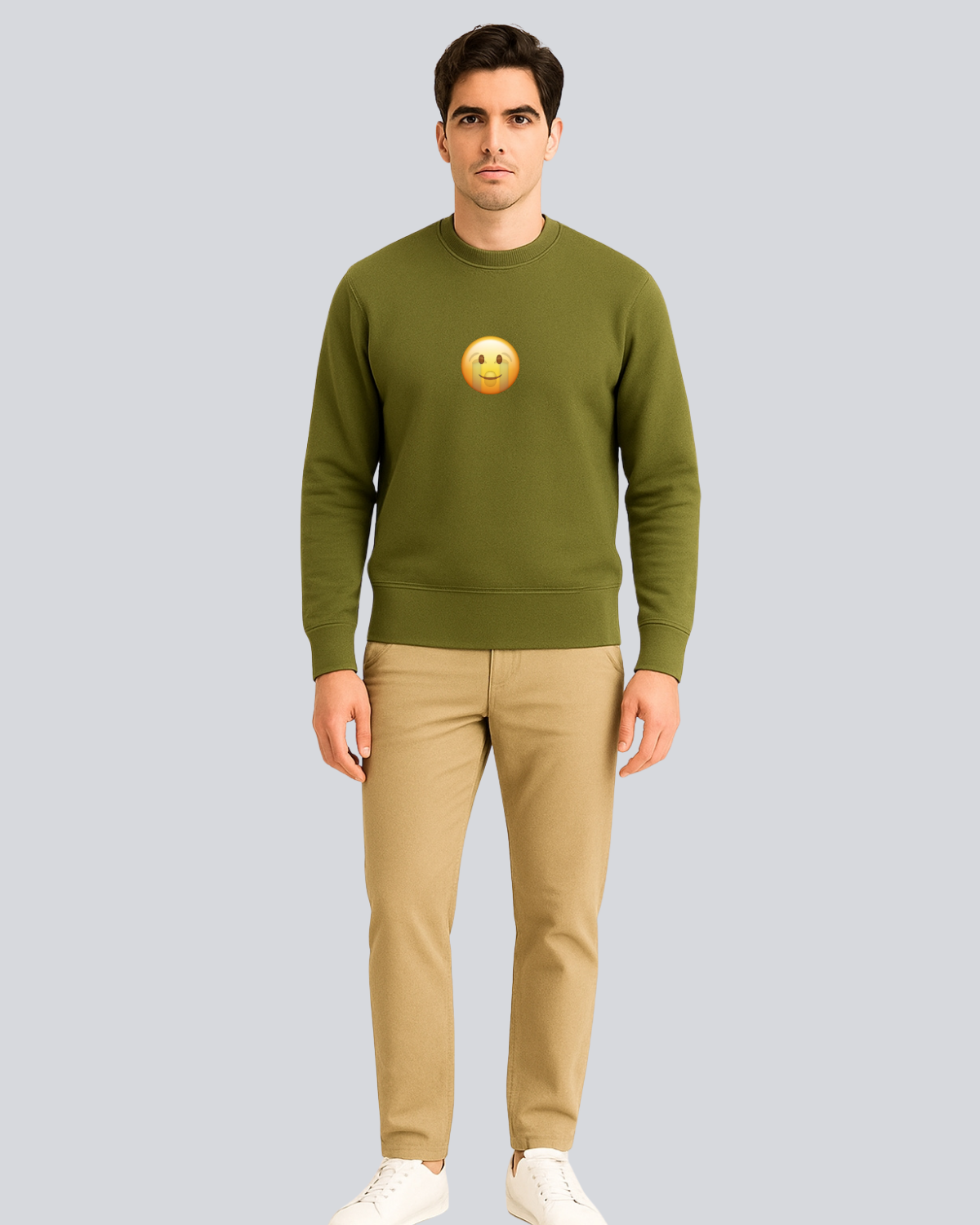 Printed Sadness Supreme Olive Green Winter Sweatshirt