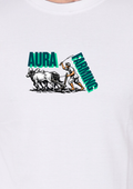 Printed Aura Farming Round Crew Neck White T-Shirt