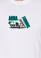 Printed Aura Farming Round Crew Neck White T-Shirt