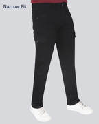 Black Dot Black Narrow Fit Cotton Cargo Pants