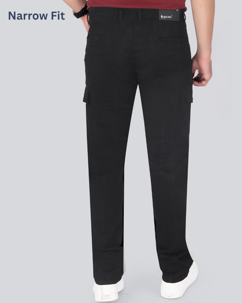 Black Dot Black Narrow Fit Cotton Cargo Pants