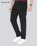 Black Dot Black Narrow Fit Cotton Cargo Pants