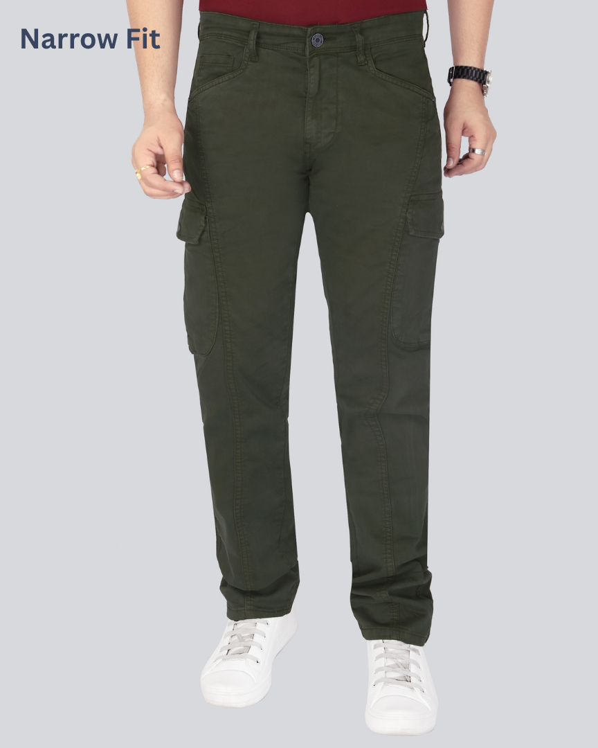 Black Dot Olive Narrow Fit Cotton Cargo Pants