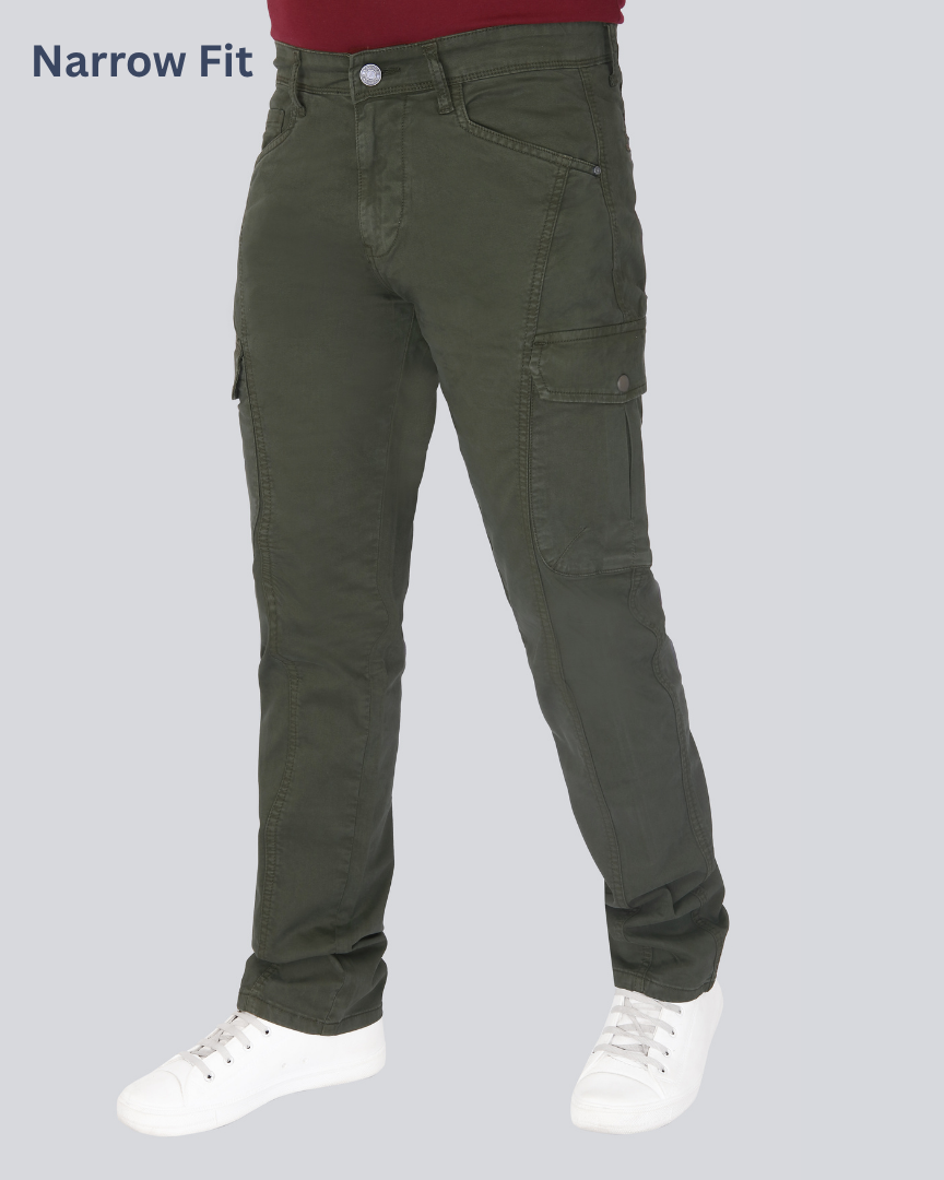 Black Dot Olive Narrow Fit Cotton Cargo Pants