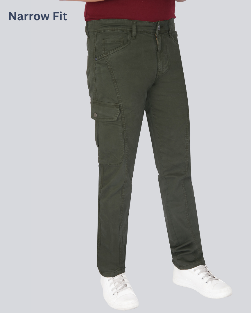 Black Dot Olive Narrow Fit Cotton Cargo Pants