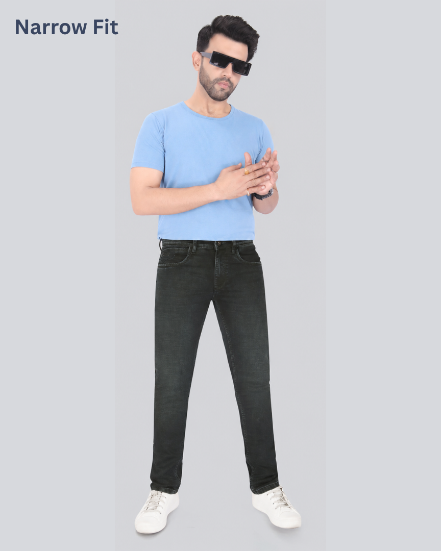 Black Dot Green Sprey Narrow Fit Jeans
