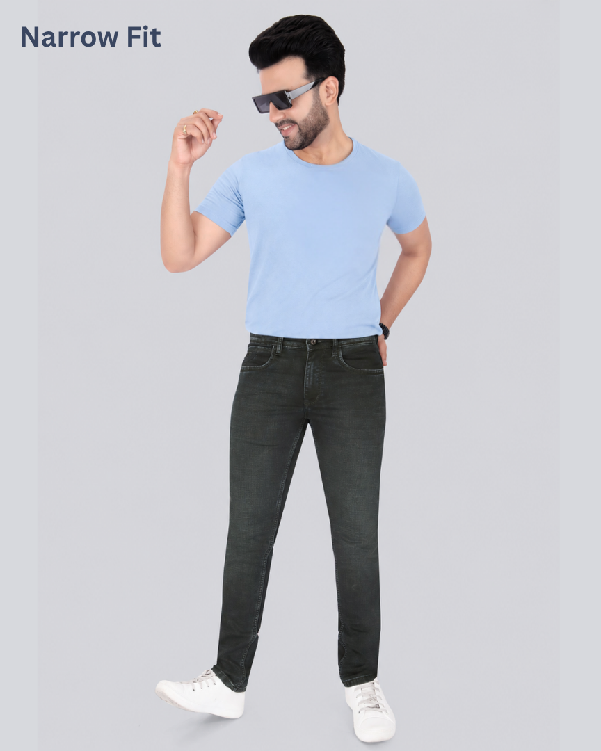 Black Dot Green Sprey Narrow Fit Jeans