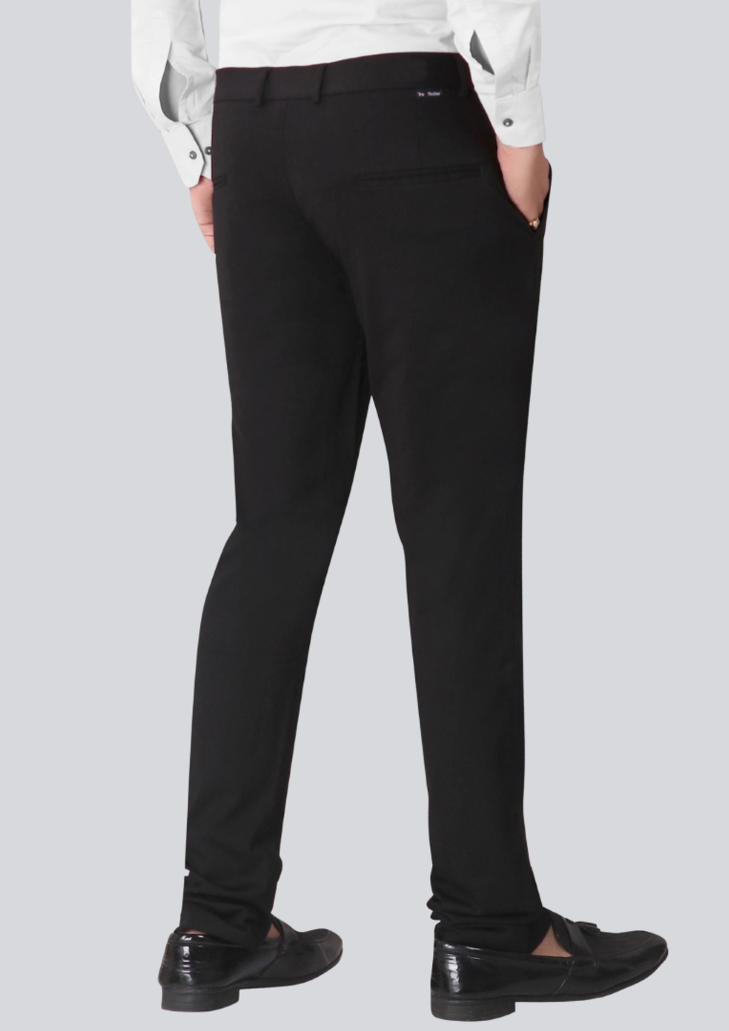 4-Way Stretch Black Formal Narrow Fit Trousers