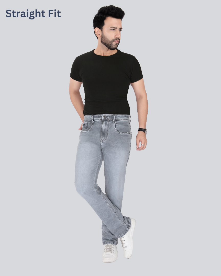 Black Dot Grey Sprey Straight Fit Jeans