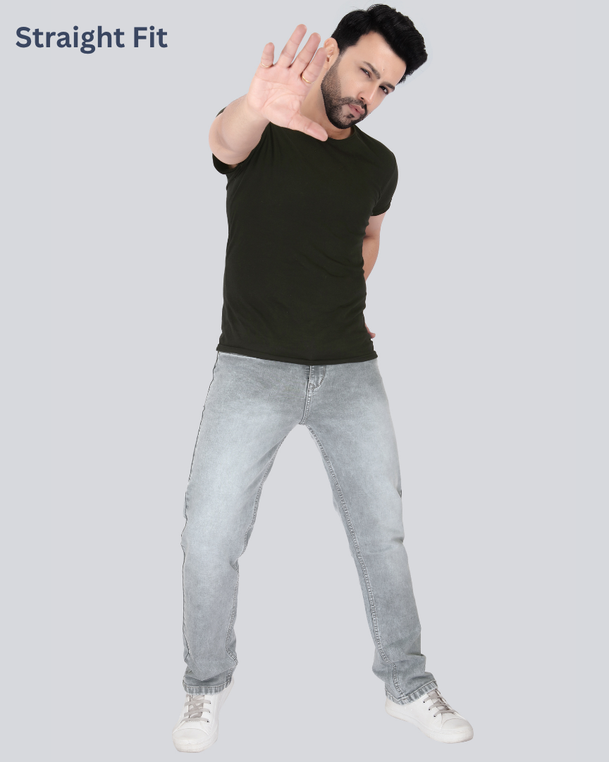 Black Dot Grey Sprey Straight Fit Jeans