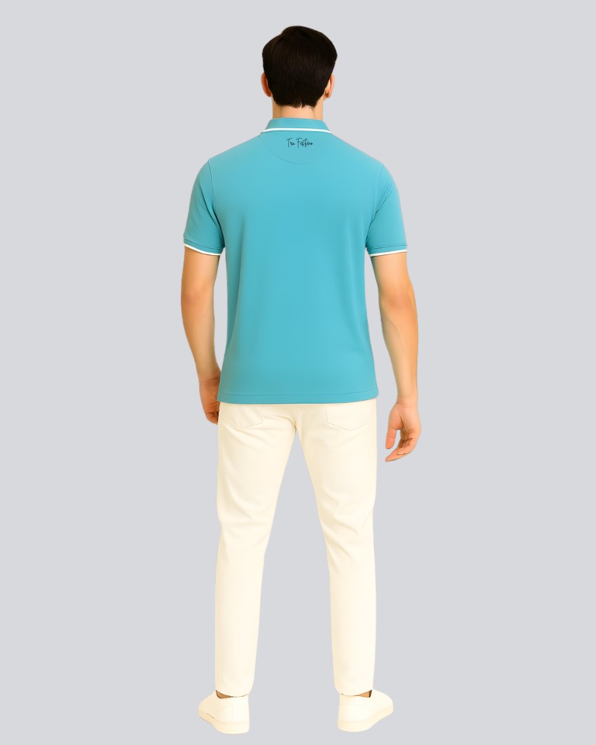 Plain Premium Aqua Blue Polo T shirt