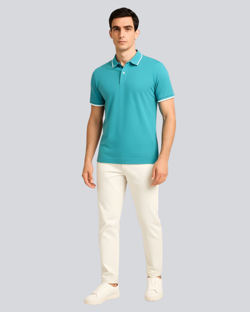 Plain Premium Aqua Blue Polo T shirt