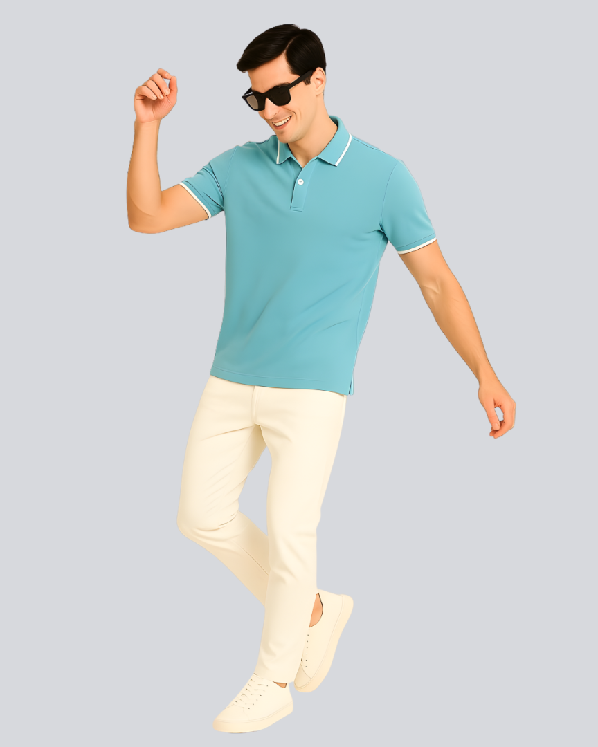 Plain Premium Aqua Blue Polo T shirt