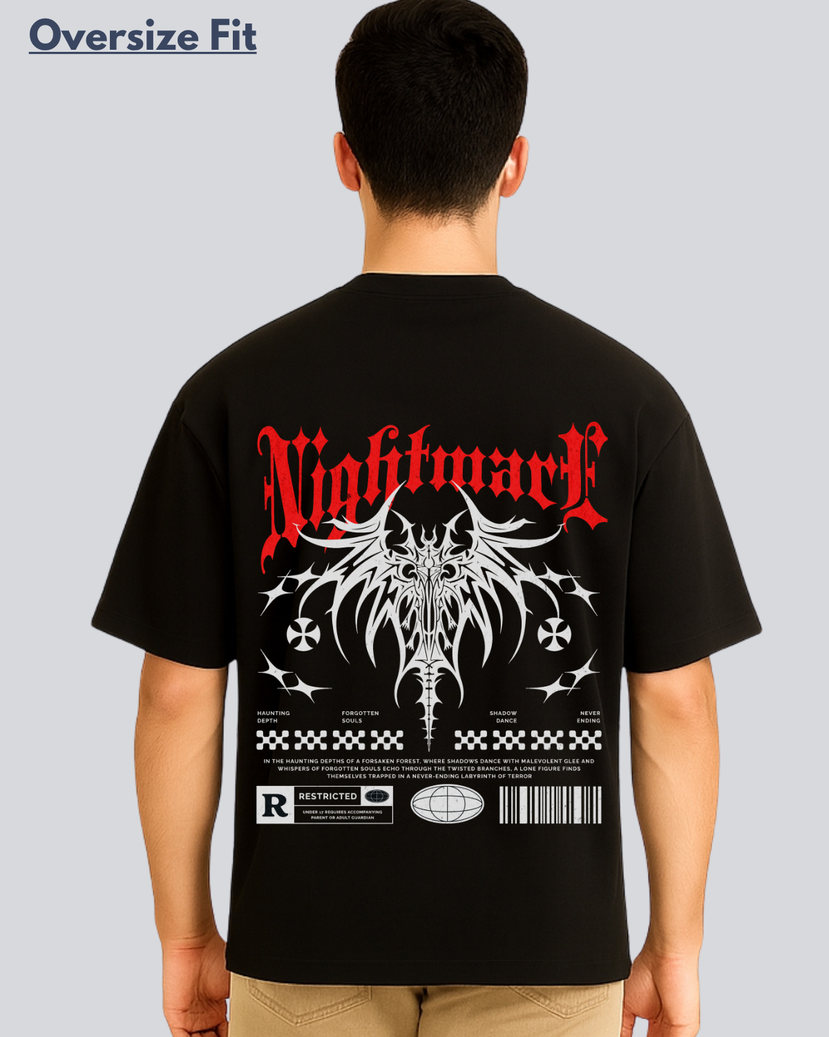 Printed Nightmare Streetwear Black Oversize Fit T-Shirt – Tru Festivo