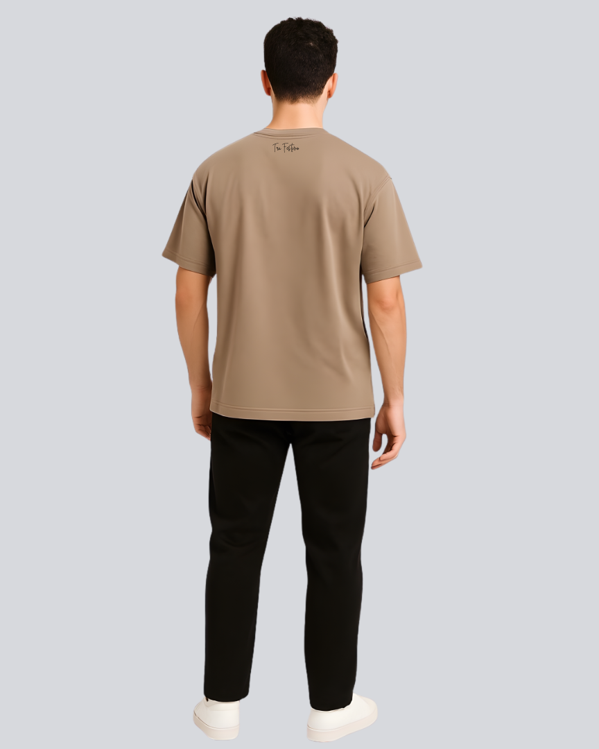 Plain Streetwear Biege Oversize T-Shirt