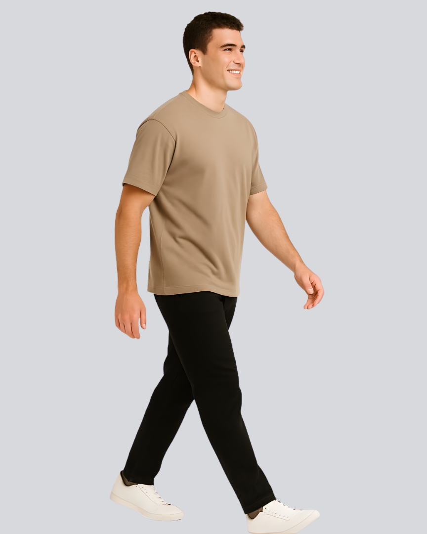 Plain Streetwear Biege Oversize T-Shirt