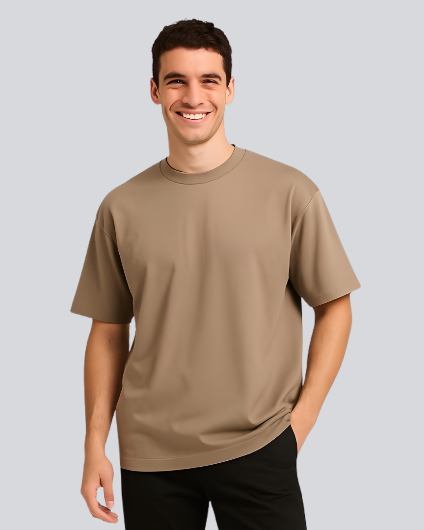 Plain Streetwear Biege Oversize T-Shirt