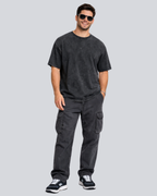 Plain Acid Wash Black Oversize Streetwear T-Shirt