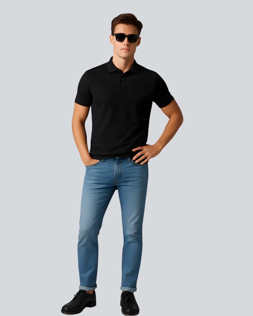 Plain Classic Black Polo T shirt