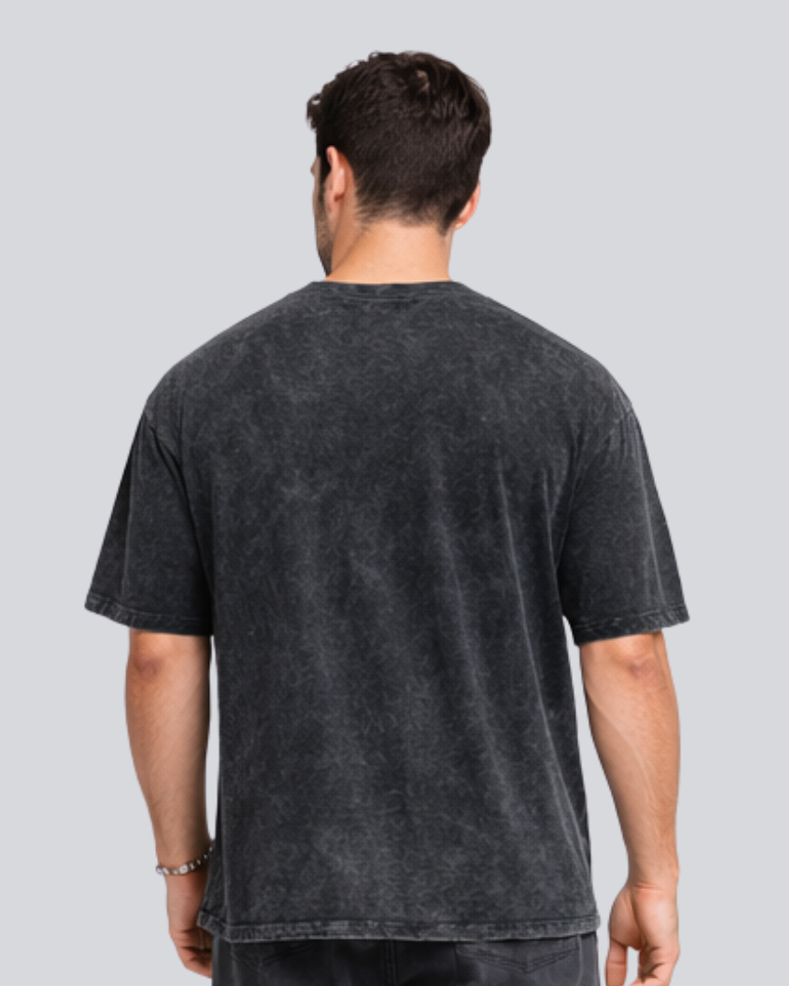 Plain Acid Wash Black Oversize Streetwear T-Shirt