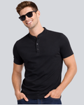 Plain Premium Black Henley T Shirt