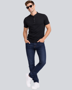 Plain Premium Black Henley T Shirt