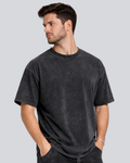 Plain Acid Wash Black Oversize Streetwear T-Shirt