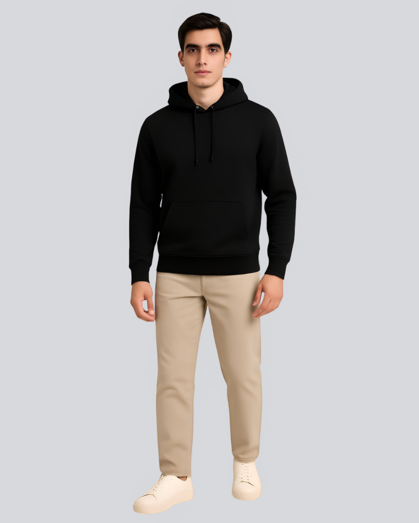 Plain Winter Black Hoodie
