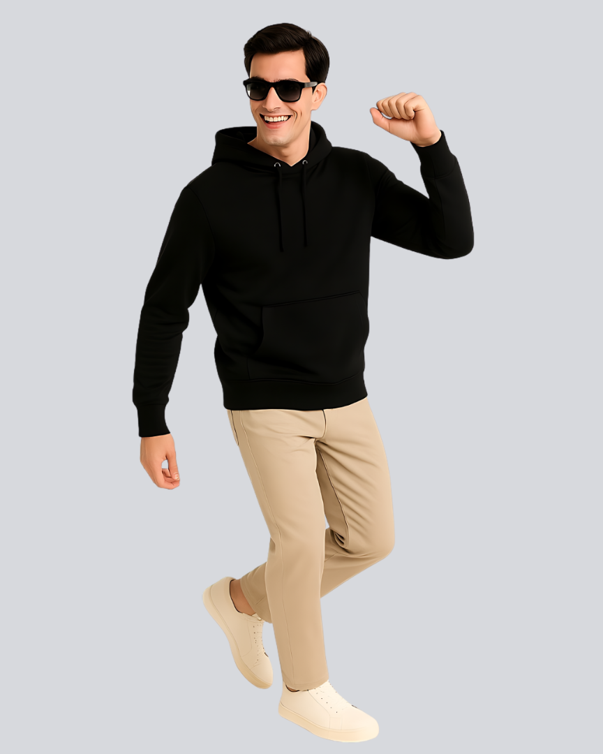 Plain Winter Black Hoodie