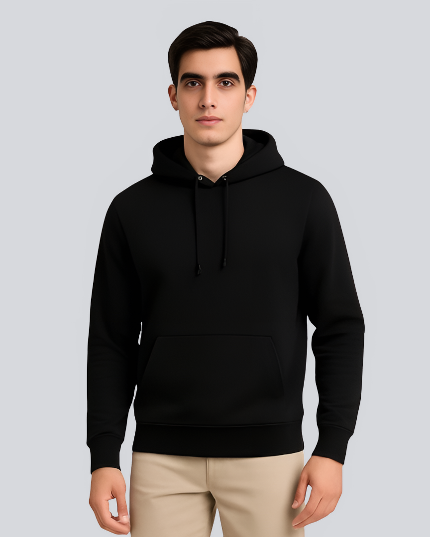 Plain Winter Black Hoodie