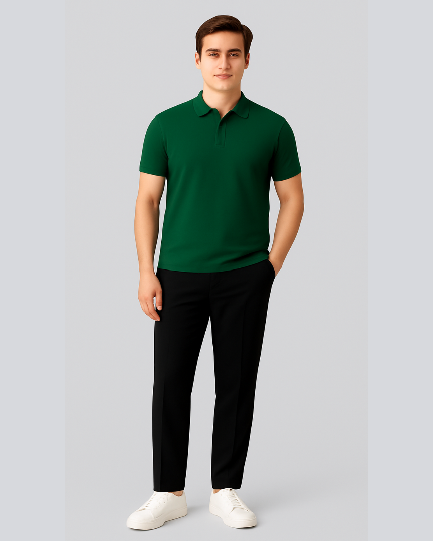 Plain Classic Bottle Green Polo T shirt
