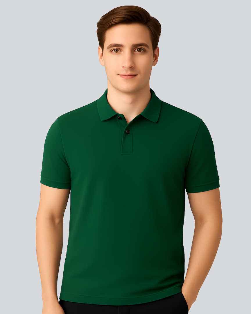 Plain Classic Bottle Green Polo T shirt