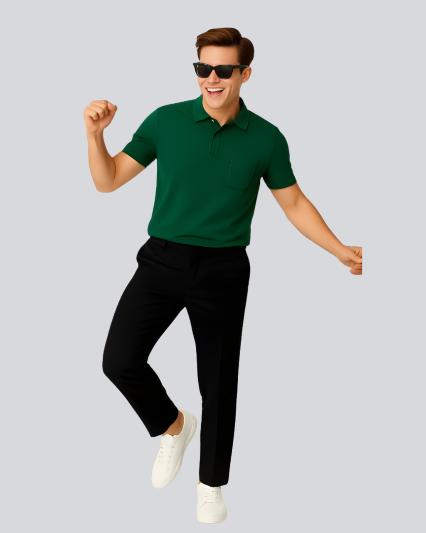 Plain Classic Bottle Green Polo T shirt