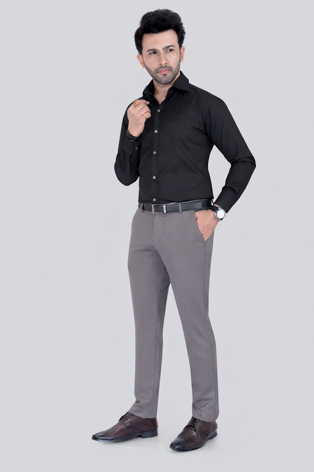 Black Dot Fearless 4-Way Stretch M Olive Formal Narrow Fit Trousers
